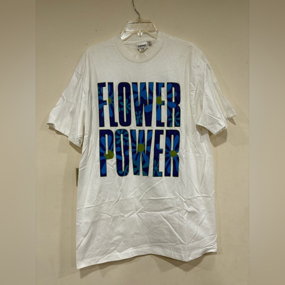 Vintage 80s Flower Power Graphic Tee Size Large Single Stitch esprit NWT - Picture 1 of 5